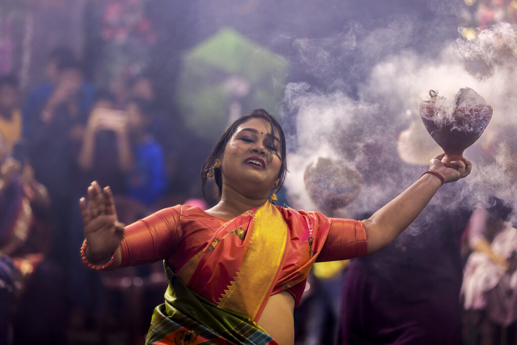 Cultural performances during Durga Puja, Kolkata 2025 — music and dance